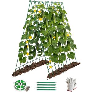 2 Pack Cucumber Trellis, 60inch A-Frame Rustproof Steel Wire Garden Trellis for Raised Beds, Heavy Duty Climbing Plants Supports for Cucumber,Tomato, Climbing Plants and Flowers