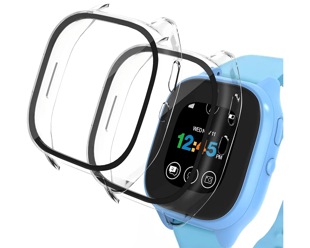 Fikslip Compatible for Gizmo Watch 3 Screen Protector Case, 2-Pack Hard PC with Tempered Glass Full Cover Bumper Shell Accessories