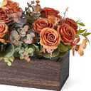 Dahey Centerpiece Table Decorations for Dining Room Farmhouse Living Room Fall Table Centerpieces Decor Wood Tray with 3 Artificial Flowers and 2 Eucalyptus for Kitchen Table, Orange
