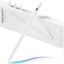 Lpiz ptico para iPad, lpiz de carga rpida para Apple Pad con rechazo de palma, sensibilidad de inclinacin para iPad 6-10, Pro 11"/12.9"/M4, Air 3/4/5/M2, Mini 5/6, blanco austero