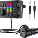 LENCENT Bluetooth Car Adapter, Bluetooth 5.3 FM Radio Transmitter with Hi-Fi Treble & Bass Music Player, PD20W and QC18W Fast Charger, Dual Mics for Hands-Free Call, Siri & Google, U Disk/3.5mm AUX