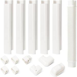 HOXHA 3" W 10Ft L Mini Split Line Set Cover Kit Air Conditioners Decorative PVC Slim Line Cover for Central AC & Heat Pumps Systems Tubing Cover