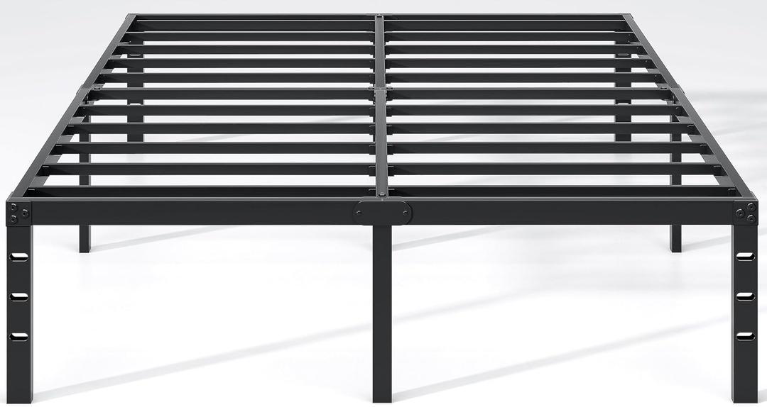 NEW JETO Metal Bed Frame,Full Size Bed Frame with Storage Space,Heavy Duty Sturdy Mattress Foundation,Easy Assembly,No Box Spring Needed, Black,18 Inch,Full