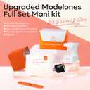 modelones X Nail Gel Kit Kit Medium Oval, 9-in-One Nail Glue with Portable U V Lamp 216Pcs 12Sizes Pre-Etched Round Press ons Fake Acrylic Extension Kit DIY Salon Gift for Women