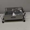 Dish Drying Rack, Dish Racks for Kitchen Counter, 304 Stainless Steel Dish Drainer Drainboard Set with Smart Drainage, 360 Adjustable Spout, Utensil Holder and Cup Holder, White