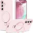 SKYLMW for Samsung Galaxy S24 Plus Case with Magnetic Invisible Stand [Compatible with MagSafe] Military Drop Tested [Full Camera Protection] Silicone S24 Plus Case for Women Men 6.7'',Pink