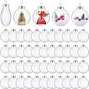 48 Packs Christmas Ornament Balls Clear Plastic Discs Balls Bulk Transparent Fillable Bulb Shaped Ornaments with Rope Removable Metal Cap for DIY Crafts Christmas Tree Decoration