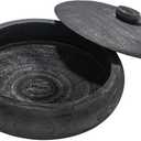 Creative Co-Op Decorative Paulownia Wood Container with Lid, Black