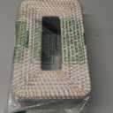 Rattan Tissue Box Cover Natural Woven Facial Napkin Holder Rectangular 10 x 6.1 x 4.1 Inch (White)