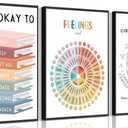 VVL 3Pcs Mental Health Wall Art Boho Inspirational Classroom Posters Artwork Quotes Office Painting Pictures Wall Decor for School Classroom Office Home Decoration 16x24In Unframed