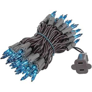 Novelty Lights 11 Feet 50 Bulbs Traditional Incandescent Mini Lights, Teal on Brown Wire with 2.5" Spacing, Commercial Grade and UL Listed for Indoor/Outdoor Use, End-to-End Connectable
