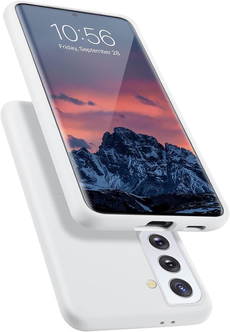 E Segoi Designed for Galaxy S21+ Plus Case, Liquid Silicone Gel Rubber Shockproof Case Soft Microfiber Cloth Lining Cushion Compatible with Galaxy S21 Plus 5G [6.7 inch] - White