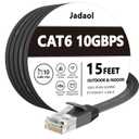 Jadaol Cat 6 Ethernet Cable 15 ft, 10Gbps Support Cat8 Cat7 Network, Flat RJ45 LAN Patch Cable, High-Speed Wired Internet Cable for Router, Modem, Switch, Gaming Consoles, PC, Streaming Devices, Black