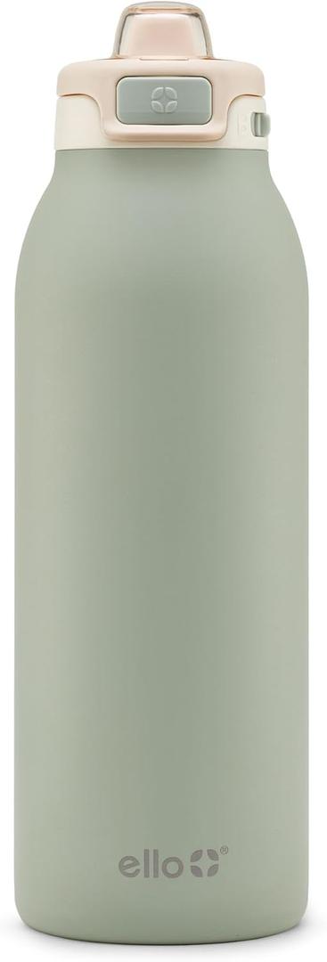 Ello Pop & Fill Insulated Stainless Steel Water Bottle with Quick Fill Lid, Leakproof Locking, Sip or Chug Spout, BPA-Free, Double Wall Vacuum Insulated for Sports, Travel & School- 22oz / 32oz / 40oz (Pistachio)
