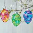 Lillian Vernon Stained Glass Egg Blown Glass Easter Ornaments - Handcrafted Hanging Tree Decorations, Stained Glass Easter Egg Holiday & Party Decor, 2 in, Assorted, 12-Piece Set