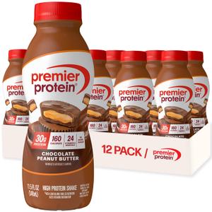 Premier Protein Shake, Chocolate Peanut Butter, 30g Protein, No Added Sugar, 24 Vitamins & Minerals to Support Immune Health, 11.5 fl oz, 12 Pack (EXP 07/04/26)