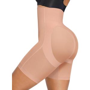 SHAPELLX Shapewear for Women Tummy Control High Waist Shaping Butt Lifting Shorts Seamless Slimmer Womens Body Shaper Panties (Small, Dark Skin)