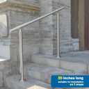 3 Step Stair Railing, Handrail for Indoor Outdoor Steps, 1.65 in Round DIY 304 Stainless Steel Transitional Porch Deck Hand Rail with Installation Kit for Seniors, Silver, 39 x 36 in
