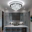 Dia 20" Modem Crystal Chandelier Black Bedroom Chandelier LED Dimmable Raindrop Crystal Chandeliers Flush Mount Ceiling Light for Foyer Living Room Dining Room