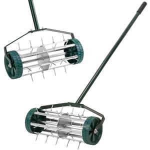 18-Inch Spike Rolling Lawn Aerator for Grass. Heavy Duty Manual Push Aerator Lawn Tool,Soil Health for Garden&Yard Tool(Green)