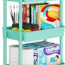 Laiensia 3-Tier Rolling Cart with Wheels,Multifunction Utility Storage Carts, Kitchen Storage Organizer,Mobile Shelving Unit for Bathroom,Laundry,with Classified Stickers,Green