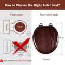 Angel Shield Toilet Seat Round Wood with Slow Close,Easy Clean,Quick-Release Hinges (Round,Dark Walnut)