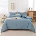 ROSGONIA King Size Comforter Set Dusty Blue, 3pcs (1 Boho Blue Comforter & 2 Pillowcases) All Season Bedding Lightweight Bedspread Blanket Quilt, King Comforter 104"x90"