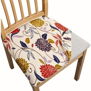 SPRINGRICO Seat Covers for Dining Room Chair Set of 6 Washable Seat Cushion Slipcovers Kitchen Chair Covers (6 Pack, Floral4)