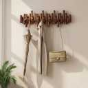 9-Hook Solid Wood Wall Mounted Coat Rack, Modern Entryway Organizer with 45 Angled Hooks,Folding Coat Hooks for Entryway,Bedroom,Living room,Piano Coat Rack for Hat,Coats,Bags,Key,Rustic Coat Hooks