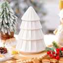 Roowest Ceramic Christmas Cookie Jar 10 x 7 Inch Neutral Christmas Tree Ceramic Cookie Jar Xmas Holiday Farmhouse Decor with Lid Bowl Food Storage Container for Xmas Festival Holiday Party Gift