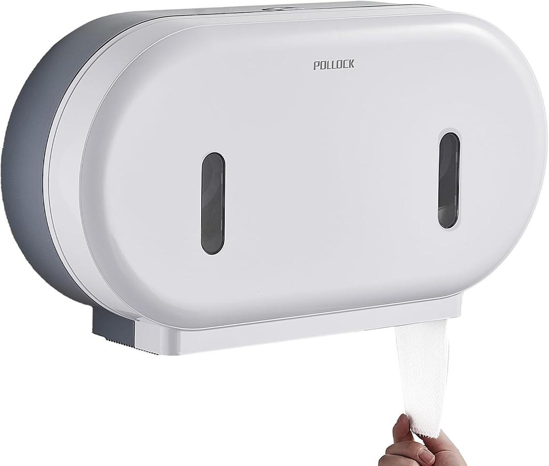 Commercial Twin Jumbo Toilet Tissue Dispenser, 9 Double Toilet Paper Roll Holder Wall Mount, Industrial Tissue Dispenser with Key Lock,Tissue Holder with Dual Dispenser for Bathroom,Office,Schools