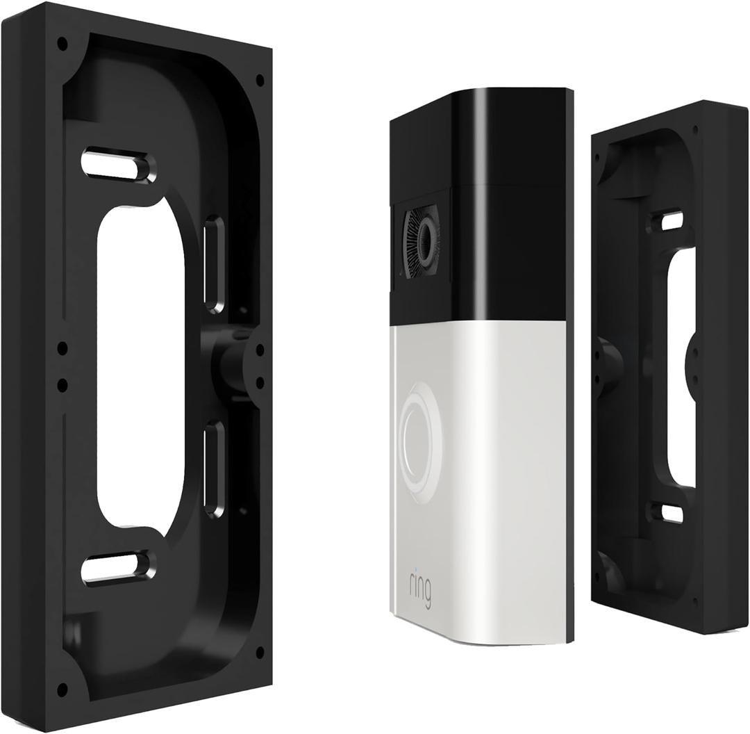 Premium Ring Battery Doorbell Mount - 0.5 Spacer for Ring 3, Ring 4, Ring Battery PRO, Ring Battery Plus - Black, HRF00-RING3-0.5-BLK