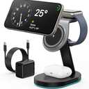 3 in 1 Wireless Charger Charging Station for iPhone,Qi2 Certified 15W Magnetic Charging Stand for Mag-Safe with 30W USB C Adapter&Friendly Night Light for iPhone 16/15/14/13/12,Apple Watch,AirPods