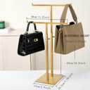 Purse Display Stand Jewelry Towers, Double T-Shaped Tabletop Stainless Steel Hook Hanging Adjustable Height Handbag Holder for Organizer Luxury Bags Necklaces Home Store Boutique Retail Closet