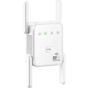 1200Mbps WiFi Extender Signal Booster for Home, Dual Band 5GHz/2.4GHz Wireless Internet Repeater with 4 External Antennas, Covers Up to 3600 Sq.ft & Supports 80 Devices, AP Mode with Ethernet Port
