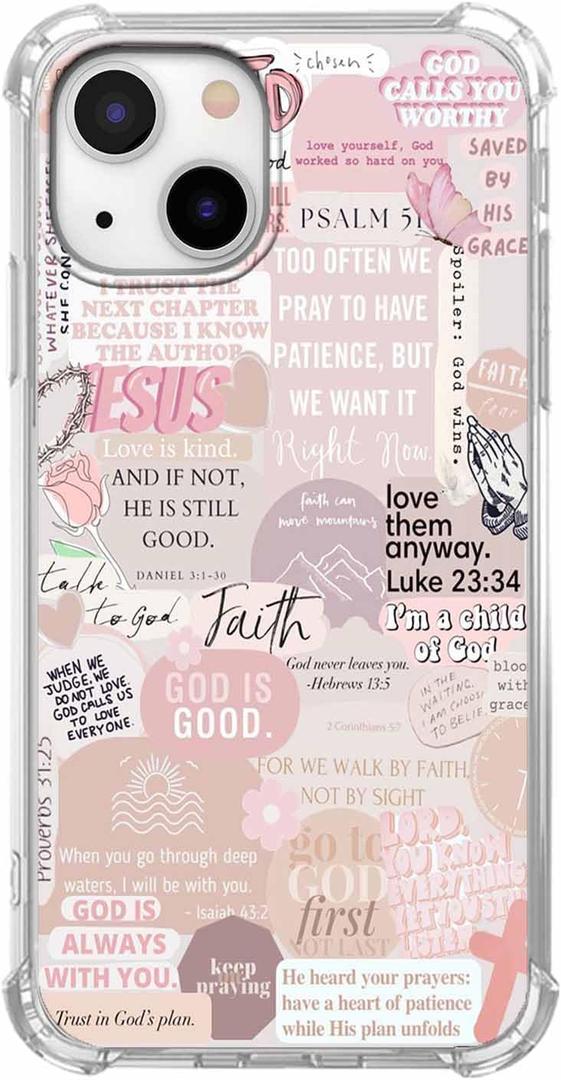 Case for iPhone 14 with Christian Design,Jesus Bible Verse Christian Quotes Collage,Soft TPU Bumper Case for iPhone 14,#7