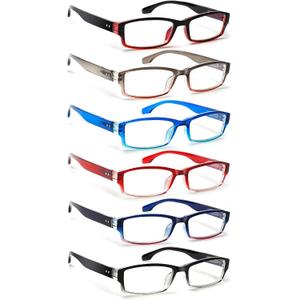 NORPERWIS 6 Pack Reading Glasses for Women Men, Blue Light Readers, Anti Glare Computer Eyeglasses with Spring Hinge (Mix Color-1, 0.75, multiplier_x)