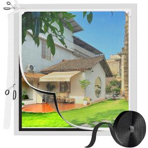 Window Screen with Strong Stability, DIY Window Net Max 52" x 48" Fiberglass Mesh, Fits Regular Sized Windows, Hing Casement Windows, Hung Windows, Sliding Windows, Ship Windows