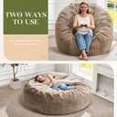 Hobestluk Bean Bag Chairs Giant Beanbag Chair with Filler, Memory Foam Bean Bags with Fluffy & Machine Washable Cover, Bean Bag Chairs for Aduts for Living Room, Bedroom (BROWN, 5FT - 50 x 50 x 24)