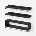 WOPITUES Floating Shelves for Wall 24 inch with Cube Shelf, Wall Shelves with Metal Rail for Decor, Bathroom Organizers and Storage, Over Toilet Shelves for Bathroom, Toilet Paper-Black
