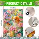 Spring Summer Welcome Garden Flag 12x18 Inch Double Sided Dog Floral Butterfly Burlap Small Yard Flag Seasonal Farmhouse Outside Outdoor Decoration