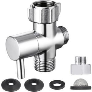 Bidet T Adapter with Shut off Valve, Metal T Valve for Bidet 7/8 X 7/8 X 1/2or 3/8, Tee Connector Bidet Attachment for Handheld Toilet Spray