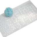 iDesign Pebblz Suction Non-Slip Bath Mat for Shower, Bathtub, Stall, 13.75" x 26.5", Clear