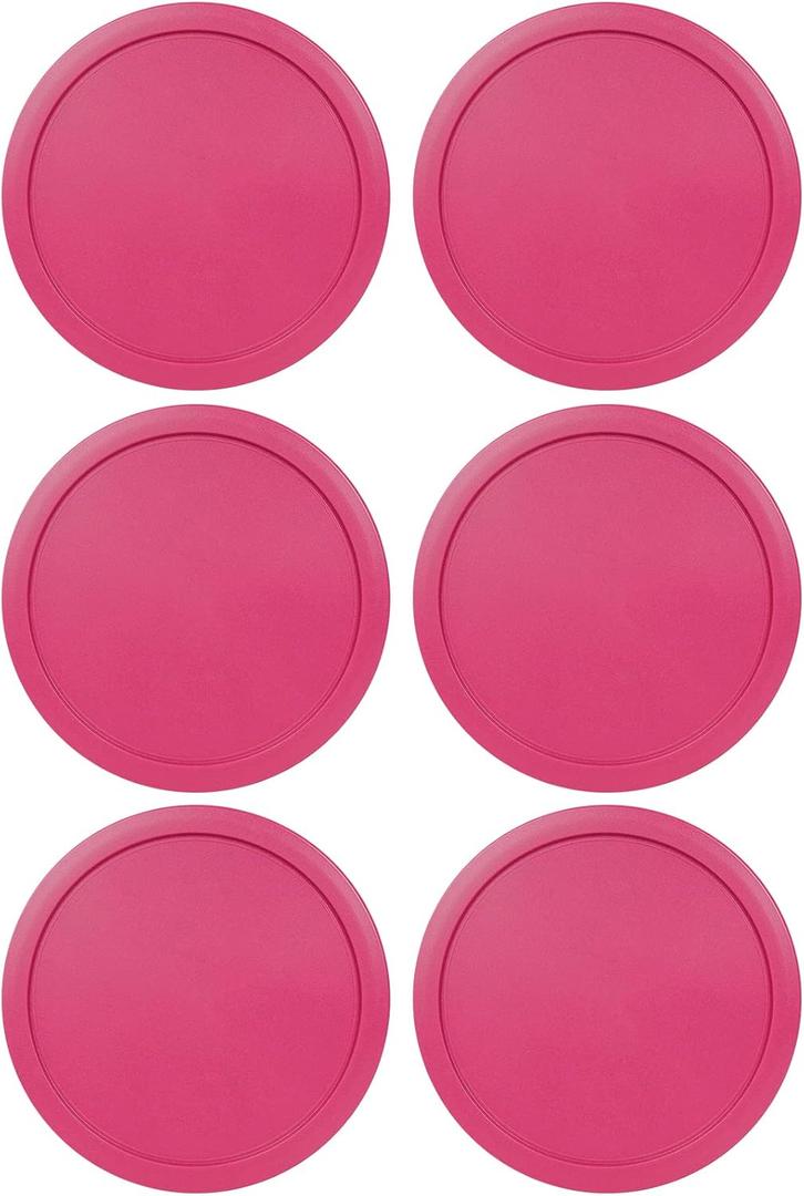 Replacement Lids fits Pyrex 4-Cup Glass Food Storage Container Bowls, 6-Inch Plastic Round Lids Covers for Pyrex 7201-PC, Airtight & Leakproof (6-Pack, Fuchsia)