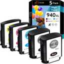 940XL Ink Compatible Replacement for HP 940 Ink Cartridges for Officejet Pro 8000 8500 8500A 8500A Plus Printer (5-Pack 2Black 1Cyan 1Magenta 1Yellow)