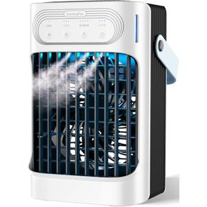 Portable Air Conditioner Cooling Fan with Remote, Quiet with 3 Speeds, 1200ml Personal Air Cooler Fan with 3 Mist, 7 Night Light, 8H Timer, Small Air Conditioner for Bedroom Office (White)