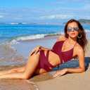 Holipick Two Piece Bikini Sets for Women High Waisted Bikini Push Up Swimsuit Halter Wrap Criss Cross Bathing Suit (Red, XL)