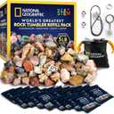 National Geographic Rock Tumbler Refill Kit - 5 lb. Mix of Rocks for Tumbling and Rough Gemstones - Rock Tumbler Supplies Include Rock Tumbler Grit and Polish Refill, and Unpolished Rocks