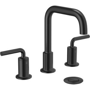 Lava Odoro Black Bathroom Faucet 3 Hole, 8 Inch Widespread Faucet Matte Black 2 Handle Bathroom Sink Faucet with Drain Assembly Supply Line, BF503-MB