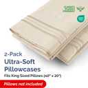 King Pillow Cases Set of 2 - Ultra Soft Hotel Quality Pillowcase Covers - Comfy, Cozy & Wrinkle Free - Shrinkage, Stain and Fade Resistant - Machine Washable Pillow Protectors - 2 Piece Set - Wheat